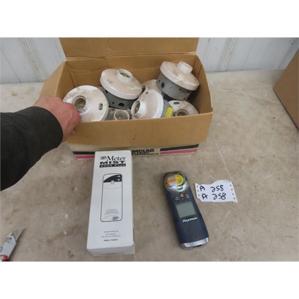 Box Light Box Fixtures, Stud Finder, Laser Level Combo & Meter Mist 3000
