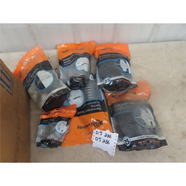 6 PKG Gallagher New Fence Hardware; Insulators & Tension Springs