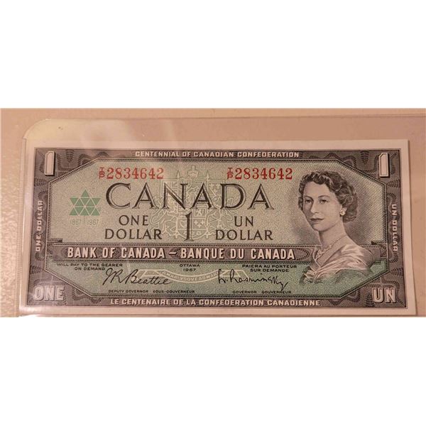 1867-1967 $1.00 note IP2834642 Beattie Ramisky CUNC,Bright colors and attractive bill to the eye. Cr