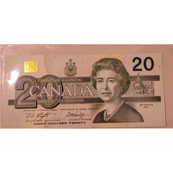 1991 $20.00 Note EWP6127425 KNIGHT  DODGE Special PREFIX EWP  GEM UNC 65 one of 13 in Sequence from 