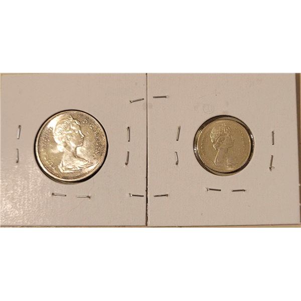 1867-1967 10 cent & 25 cent 80% SILVER  & 1867-1967 $1.00 note Nice pair of coins for collection, ve
