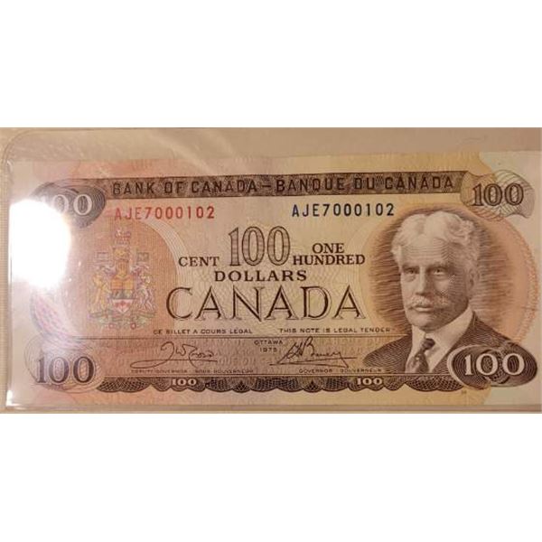 1973 $100.00 note AJE7000102 Crow Bouey Quality bill from estate Bright colors and attractive bill t
