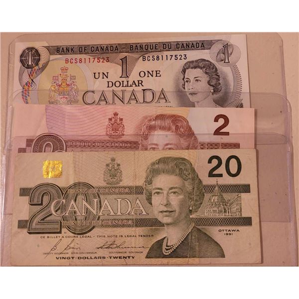 1974 $1.00 Note BCS8117523 Crow Bouey (Last of the $1.00 Notes) 1986 $2.00 Note EGF3645212 Thiessen 