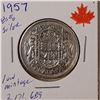 Image 2 : 1957 50 cent piece  80% silver  Low mintage 2,171,689
