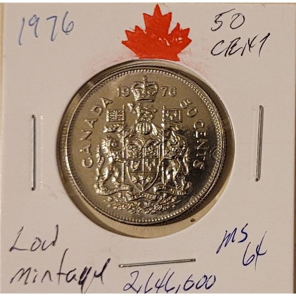 1974 50 cent piece  Low mintage 3,436,650