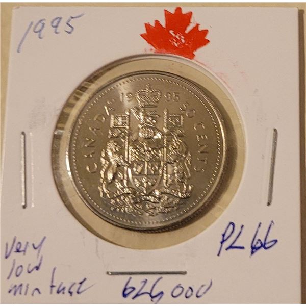 1995 50 cent piece Low mintage  626,000 PL 66