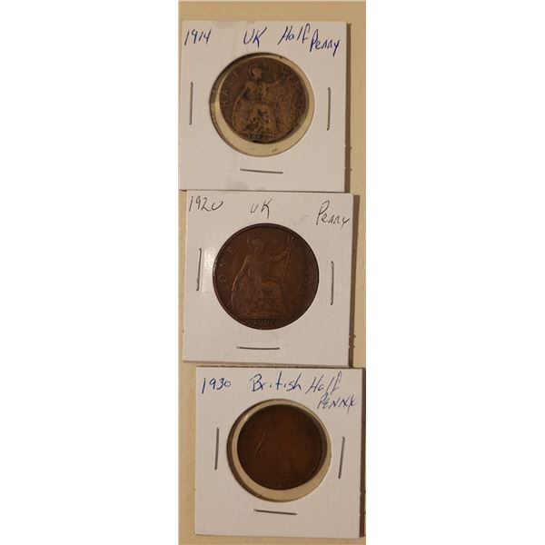 1914, 1920 U.K. Penny & 1930 U.K ½ Penny King George V