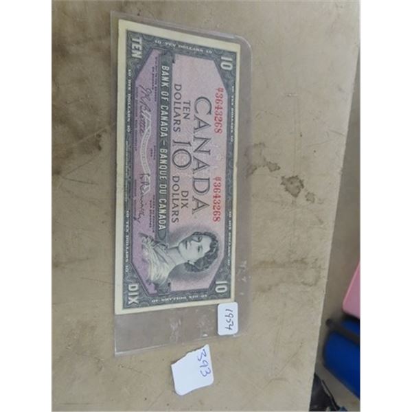 1954 $10.00 Note RT3643268 Beattie Raminsky colorful bill great detailed