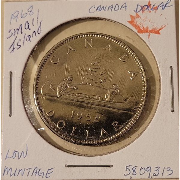Rarer 1968 Dollar has SMALL ISLAND low mintage 5,809,313  MS 64