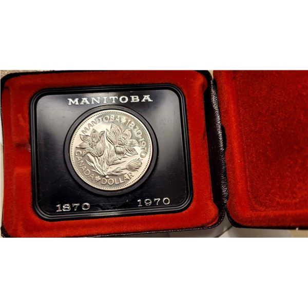 1870 1970 Manitoba 100th Anniversary Proof 66 Dollar in Special Brown Clam Shell with Manitoba etche