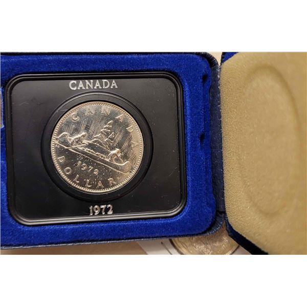 1972 Canada Proof 66 Dollar in Special Blue Clam Shell with Canada etched in holder at top and 1972 
