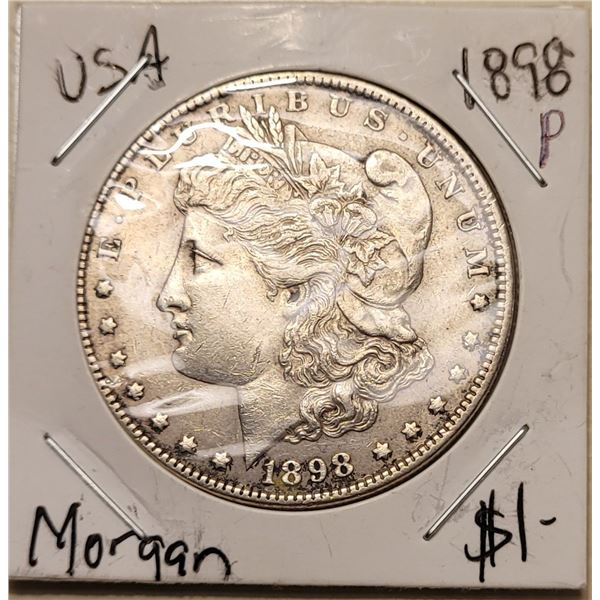 1898 P Morgan Dollar 90% Silver only 5,884,735 minted