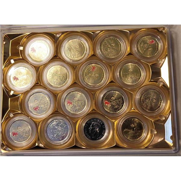 1  Display box with 13 2021 Klondike Commemorative Loonies (1st ever Coloured & uncoloured Loonies l