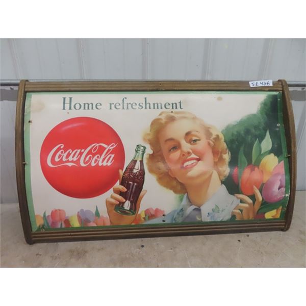 Vintage Coca-Cola Cardboard Sign with Proper Wooden Frame - 23" x 38" with frame
