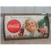 Image 1 : Vintage Coca-Cola Cardboard Sign with Proper Wooden Frame - 23" x 38" with frame