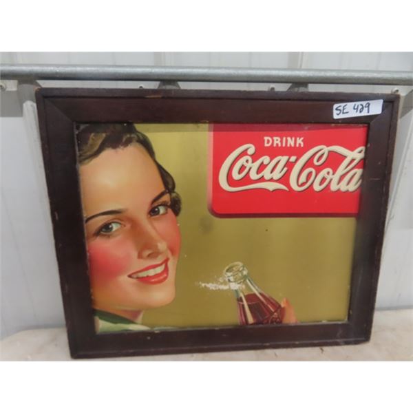Coca-Cola Cardboard Sign with added Wooden Frame 19.5" x 24"