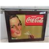 Image 1 : Coca-Cola Cardboard Sign with added Wooden Frame 19.5" x 24"
