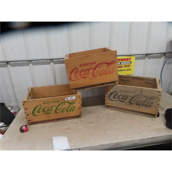 3 Coca-Cola Wooden Crates