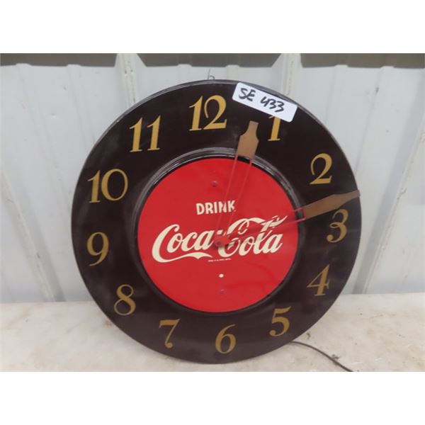 Vintage Metal Coca-Cola Clock 17" Across