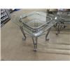 Image 4 : 3 Pcs-  Wrought Iron Coffee Table 18"x 52"x 26" & 2 End Tables
