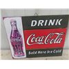 Image 2 : Wooden Coke Sign, Metal Wall Clock 13" Across & Mirrored Coca-Cola Display