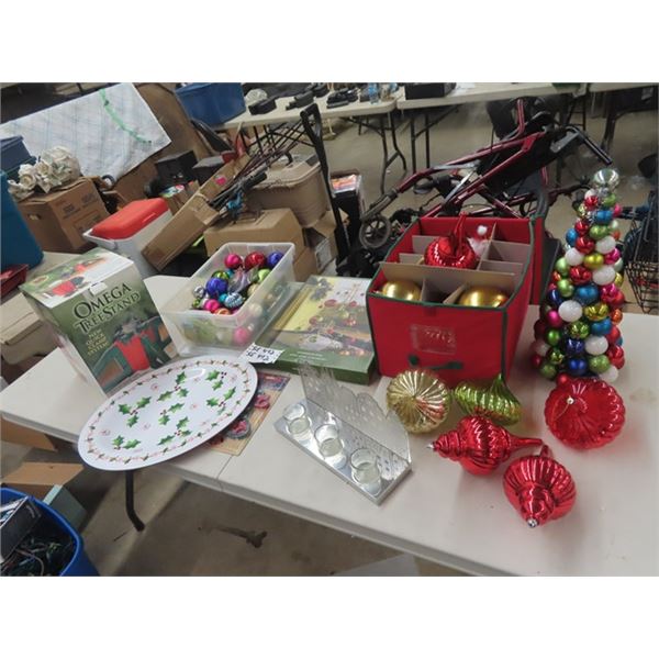 Christmas Decorations including a Tree Stand  Trays plus more