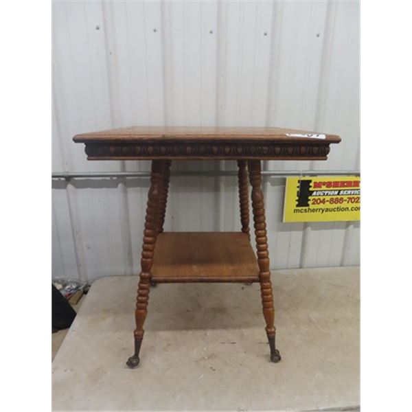 Oak Parlor Table with Ball + Chain Feet 29" x  24" x 24"