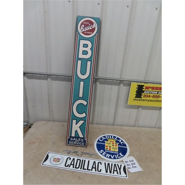 4 Modern Emblem Signs; Buick 7" x 42" & Cadillac