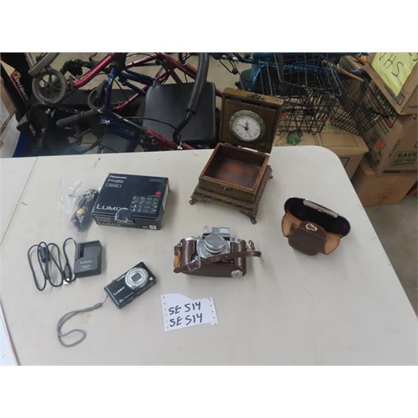 Minolta & Lumix Camera & Keepsake Box Clock