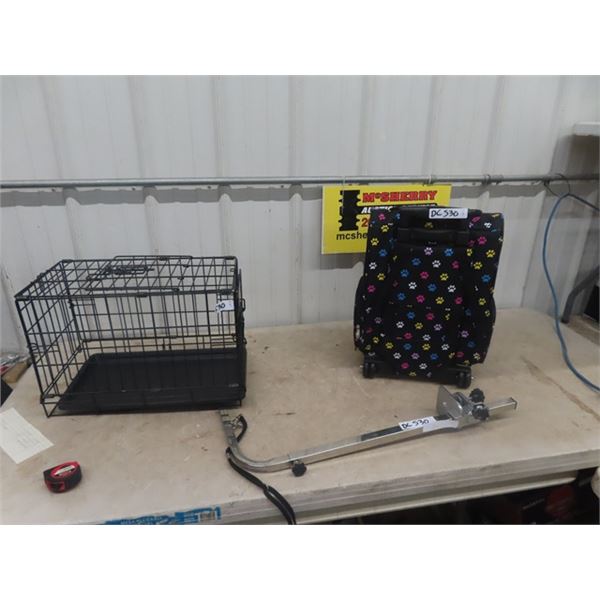 Metal Dog Kennel 13" x10" x 19" , Travel Kennel,  & Grooming Pole