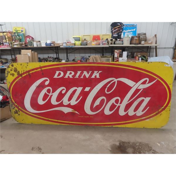 Vintage Coca-Cola Sign Melamine with  Wooden Frame  48" x 120"
