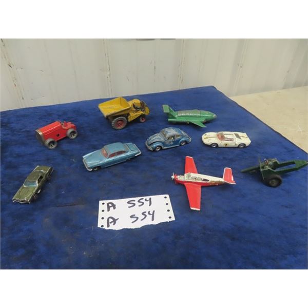 9 Cars; 6 Dinky , 1 Britain, 1 Minic Toy, 1 Hot  Wheels Red Line