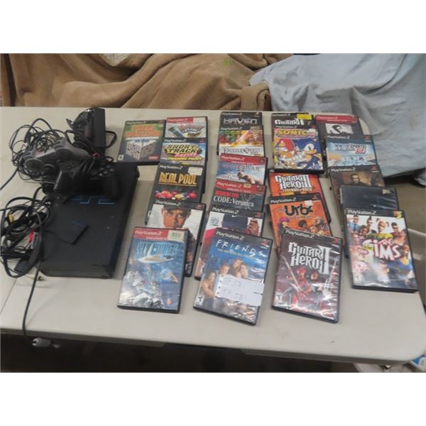 PS2 with Controllers , Accessories & 22 Games