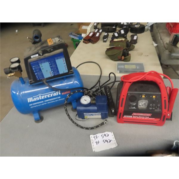 Mastercraft Air Compressor 2 Gal, MotoMaster Batte  Booster Pack