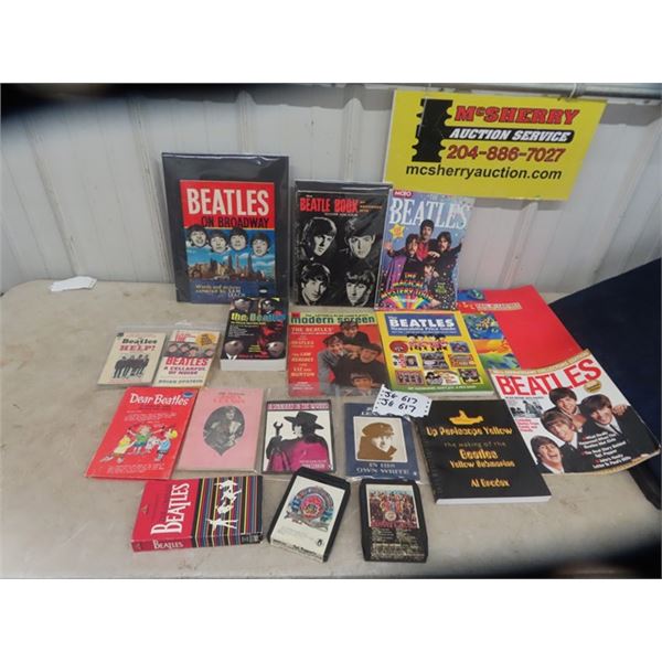 Beattles Collection- Vintage Magazines, Pocket  Books, VHS , 2 8tracks, Beatles Price Guide, Paul MC