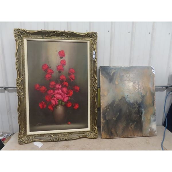 2 Painting on Canvas- 1) 31" x 44", 1) 24" x 30"