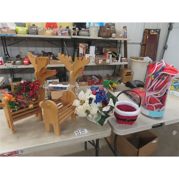 Christmas Items - Decorations, Lights , 2 Reindeer  Planter Boxes plus more