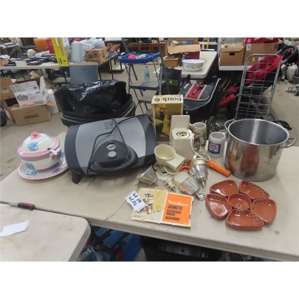 George FOreman Grilling Machine, Soup Terrine,  Stock Pot, Meat Grinder plus more
