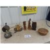 Image 1 : Wood Carved Figures, Carved Wooden Dish &  Cool Oil Lamp