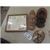 Image 1 : 3 Tribal Masks & Framed War Map