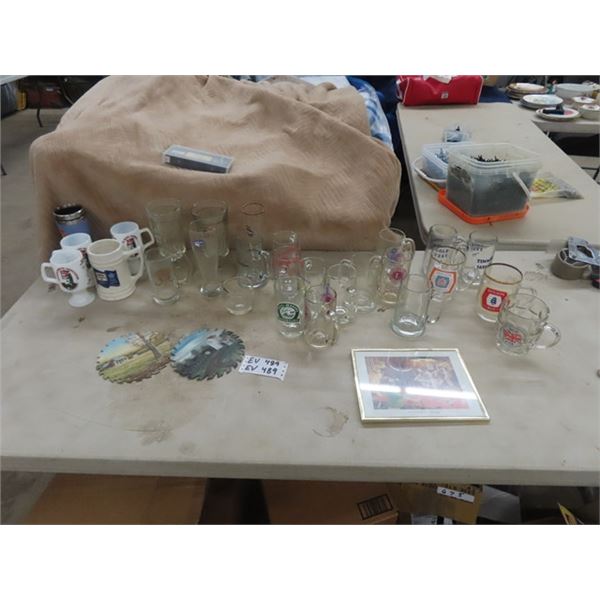 Beer Mugs & Glasses, Artisan Saw Blade, Poker  Playing Dogs Picture