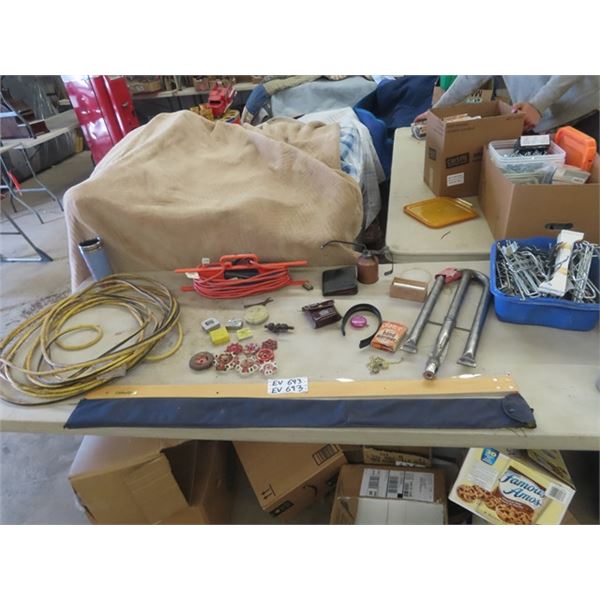 Extension Cords, Peg Board Hangers, Propane  BBQ Burner, OddnEnds of Tools