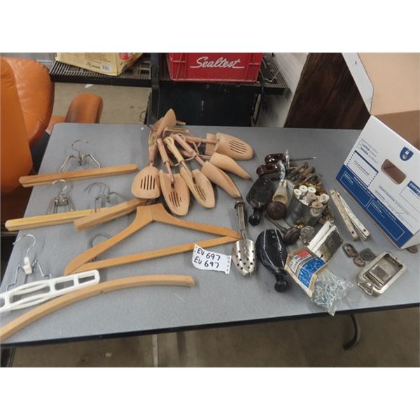 Old Door + Electrical Hardware, Shoe Stretcher,  Wooden Hangers plus more