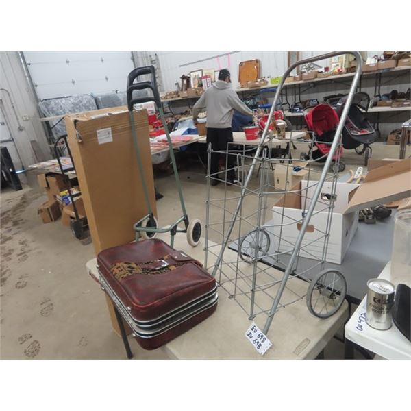 New Shelf, 2 Shopping Carts & Suit Case