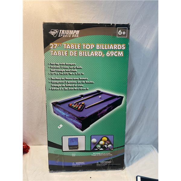 Table top billiards table