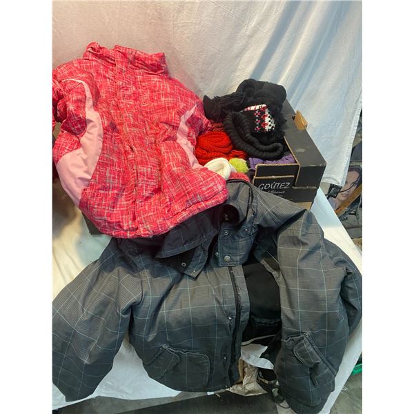 Kids winter  coats and mitts and hats etc