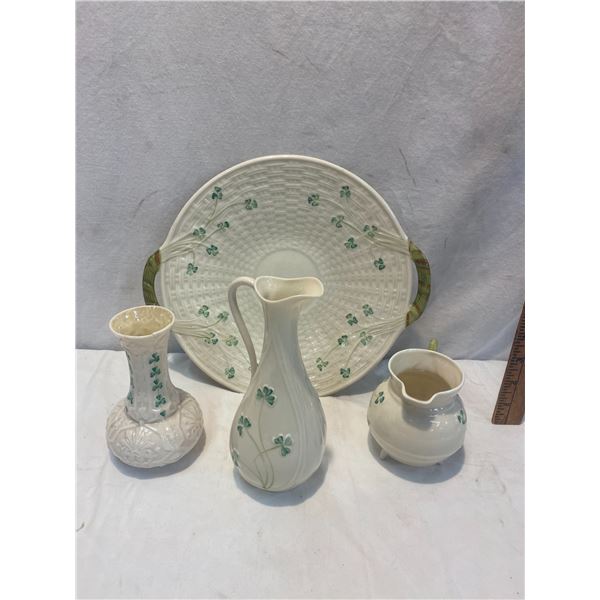 Lot of Belleek vase has been repaired