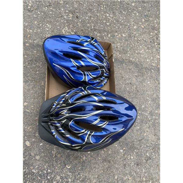 Two bike helmets