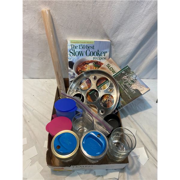 Kitchen items, slow cooker books etc