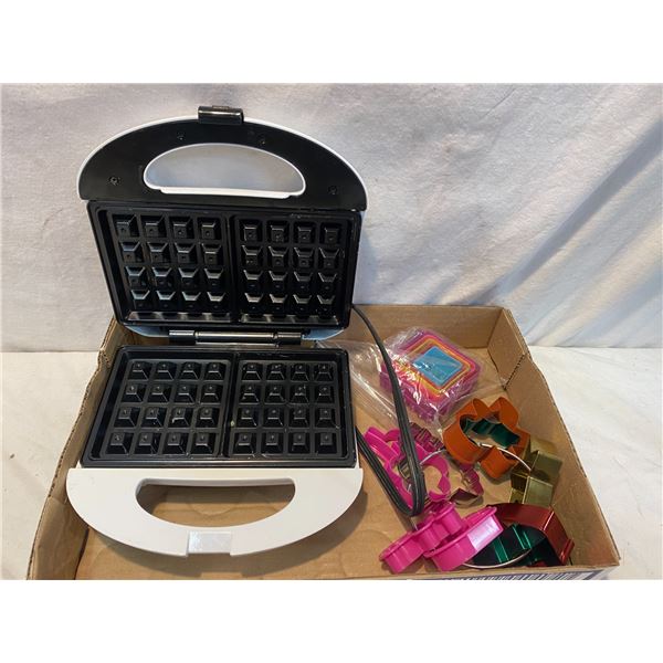 Waffle maker and cookie cutters